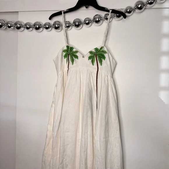 Farm Rio Coconut Tree Embroidered Maxi Dress NEW - Picture 4 of 11